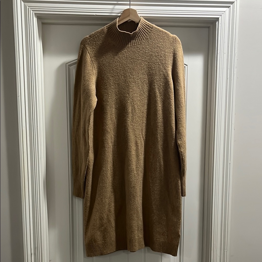 Camel Long Sleeve Sweater Dress